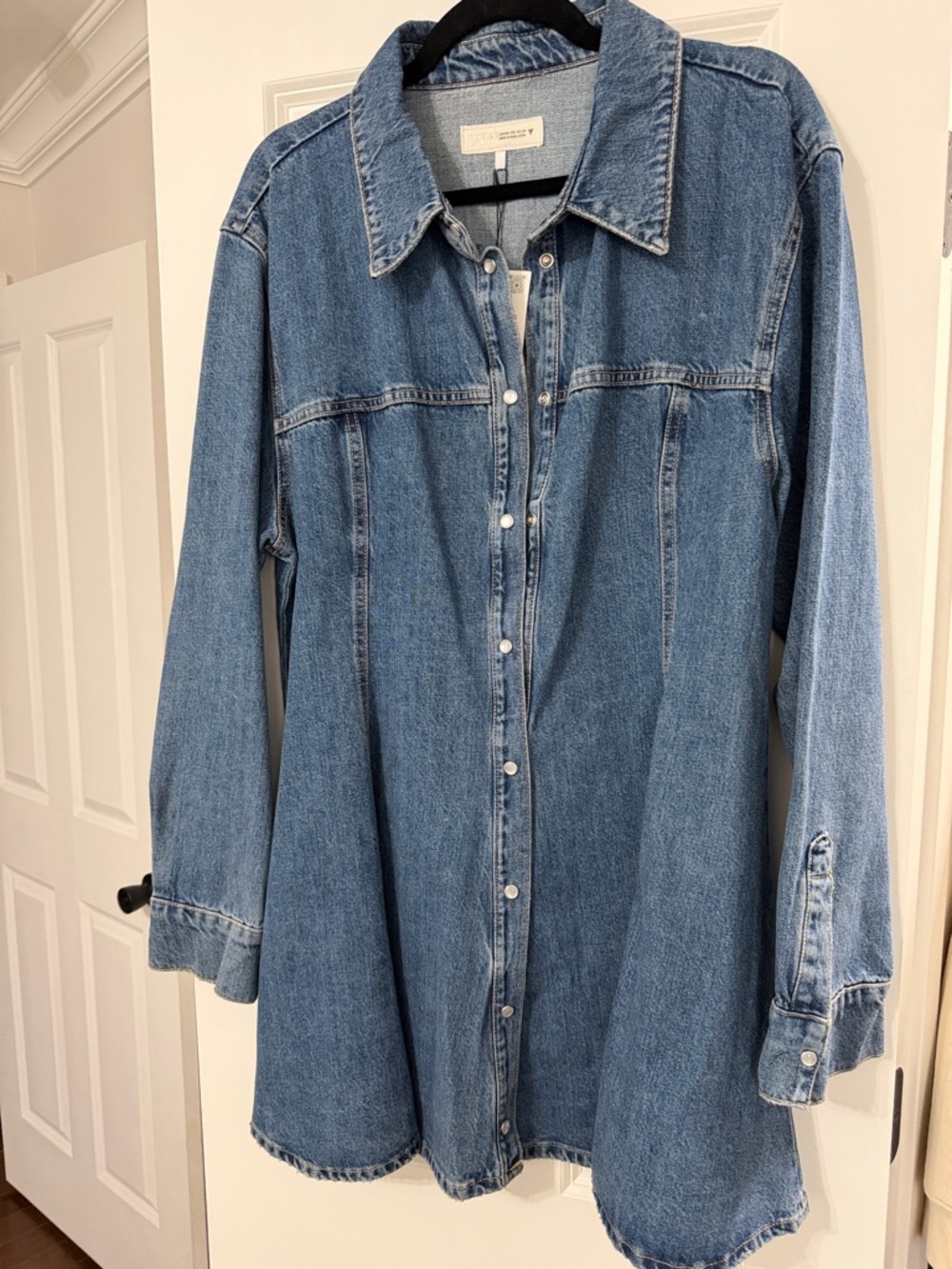 Zara Denim Shirt Dress - Light Blue Button Front